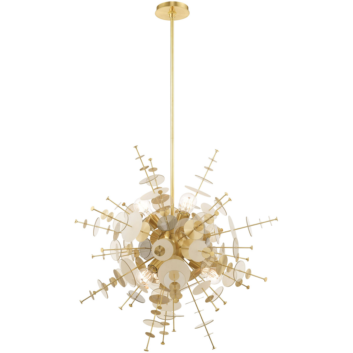 Livex Lighting 40076-12 Circulo 6 Light 30 inch Satin Brass Pendant Chandelier Ceiling Light
