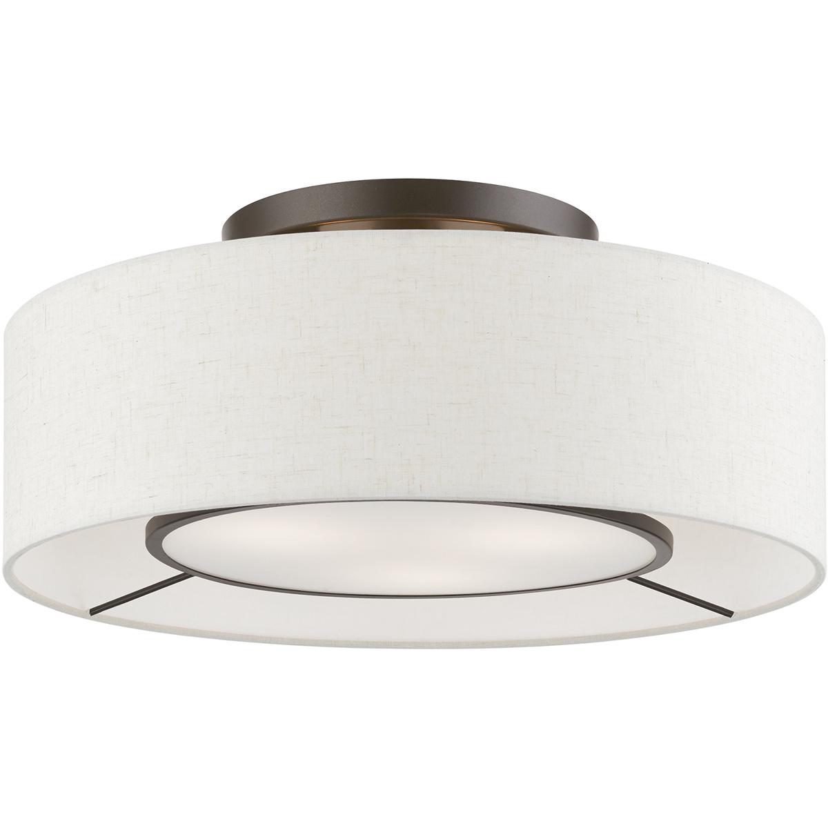 Livex Lighting 40143-92 Ellsworth 3 Light 17 inch English Bronze Semi-Flush Ceiling Light