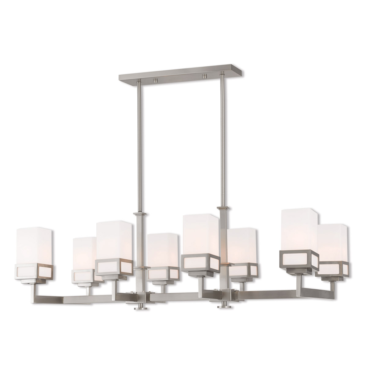 Livex Lighting 40198-91 Harding 8 Light 40.25 inch Brushed Nickel Linear Chandelier Ceiling Light