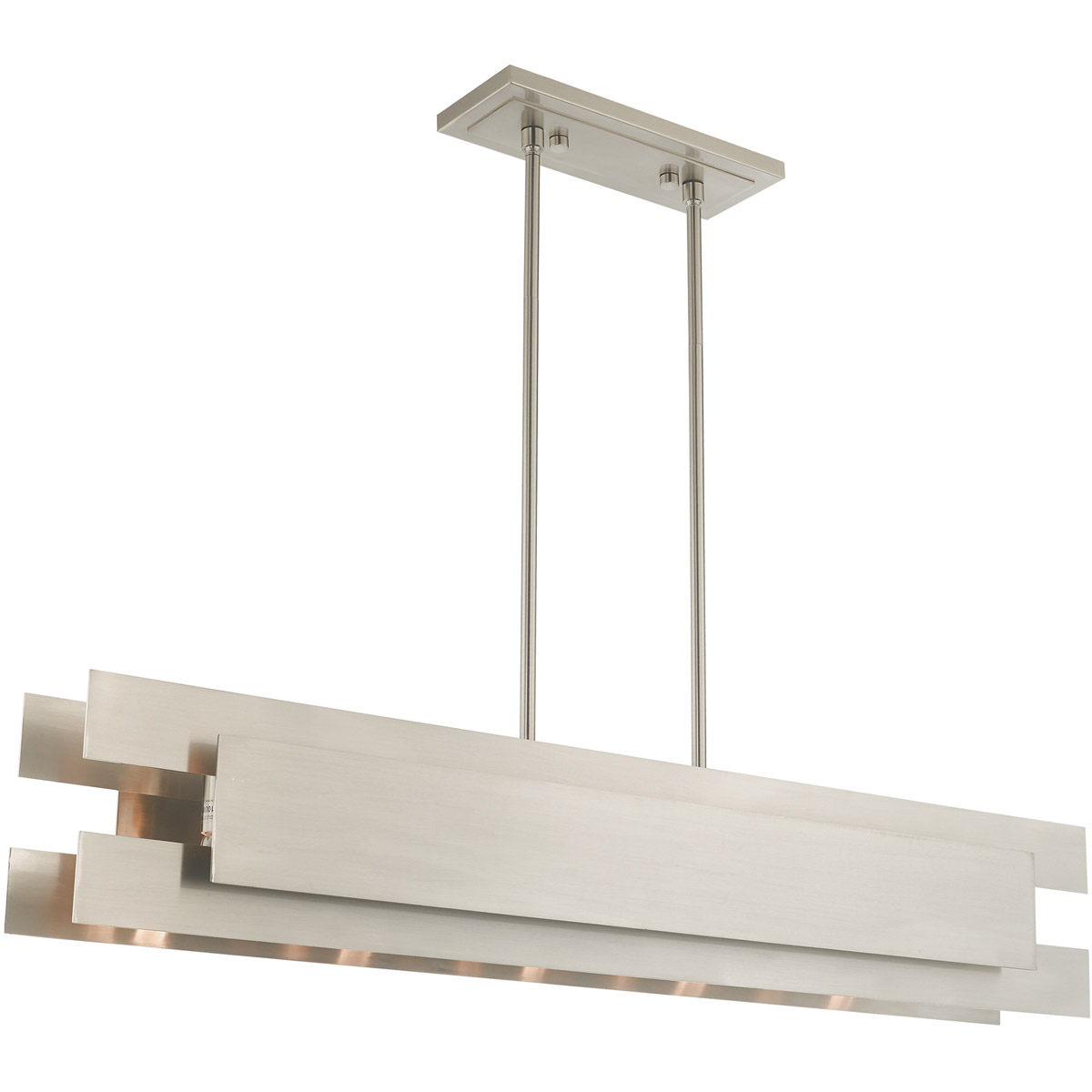 Livex Lighting 40695-91 Varick 5 Light 46 inch Brushed Nickel Linear Chandelier Ceiling Light