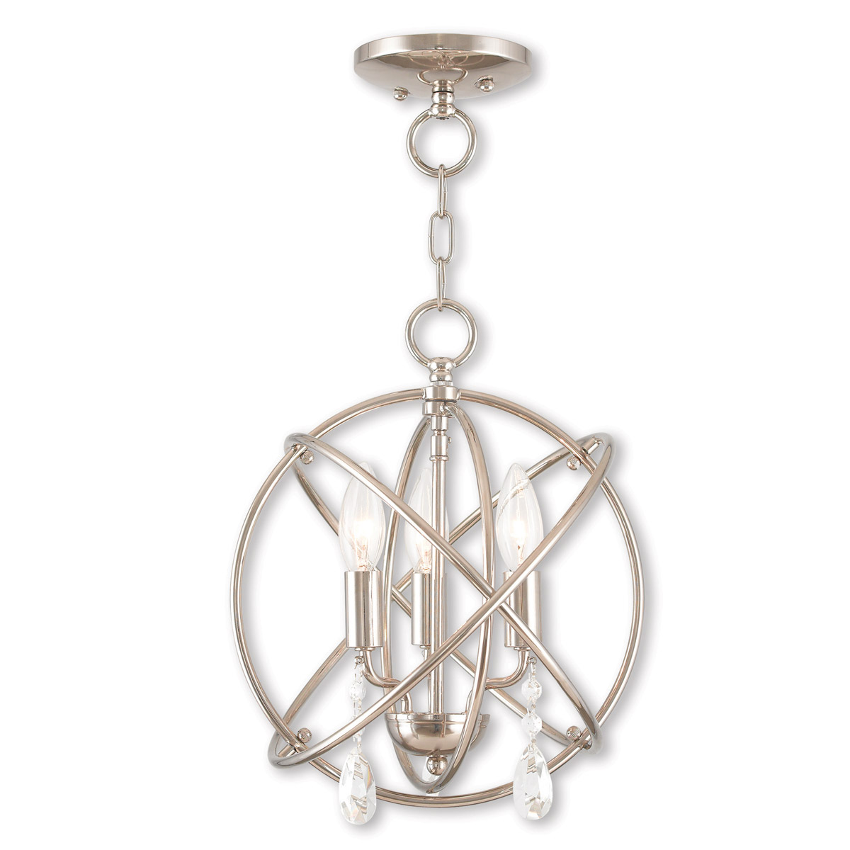 Livex Lighting 40903-35 Aria 3 Light 12 inch Polished Nickel Convertible Mini Chandelier/Ceiling Mount Ceiling Light