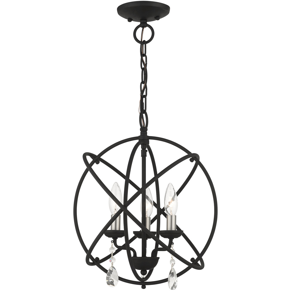 Livex Lighting 40904-04 Aria 3 Light 15.5 inch Black Convertible Chandelier / Semi Flush Ceiling Light