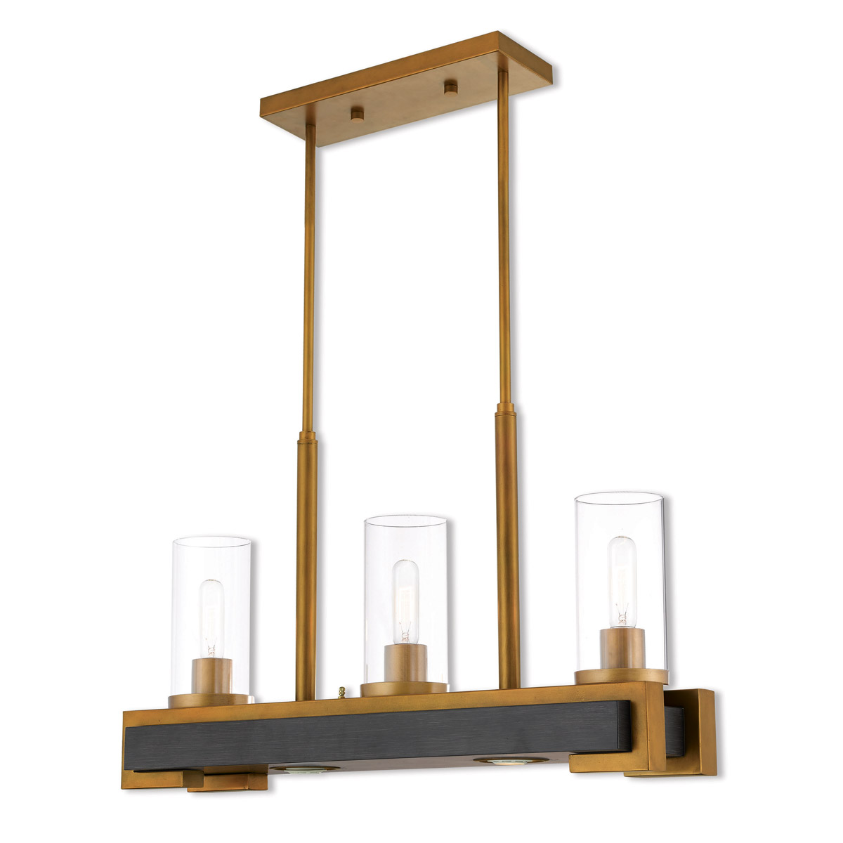 Livex Lighting 41073-26 Buttonwood 5 Light 28 inch Aged Gold Linear Chandelier Ceiling Light