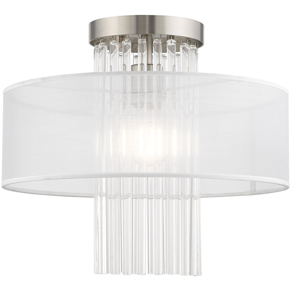 Livex Lighting 41146-91 Alexis 1 Light 15 inch Brushed Nickel Semi-Flush Ceiling Light