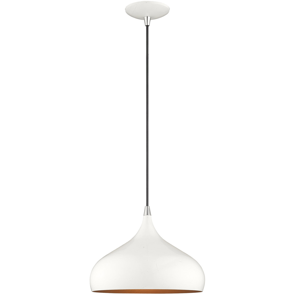 Livex Lighting 41172-69 Allison 1 Light 11.75 inch Shiny White Mini Pendant Ceiling Light