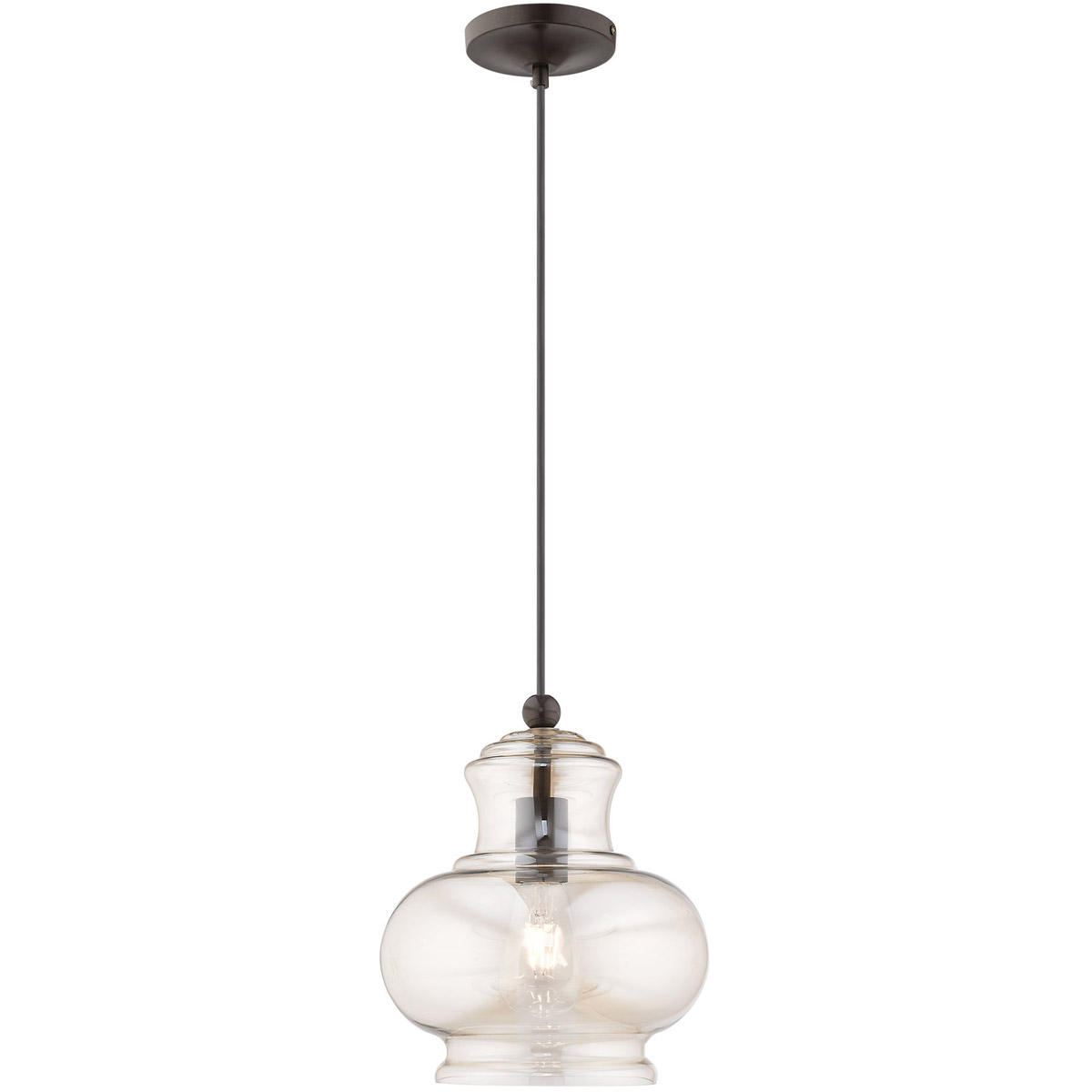 Livex Lighting 41222-92 Hand Blown Art Glass Mini Pendants 1 Light 9.88 inch English Bronze Mini Pendant Ceiling Light