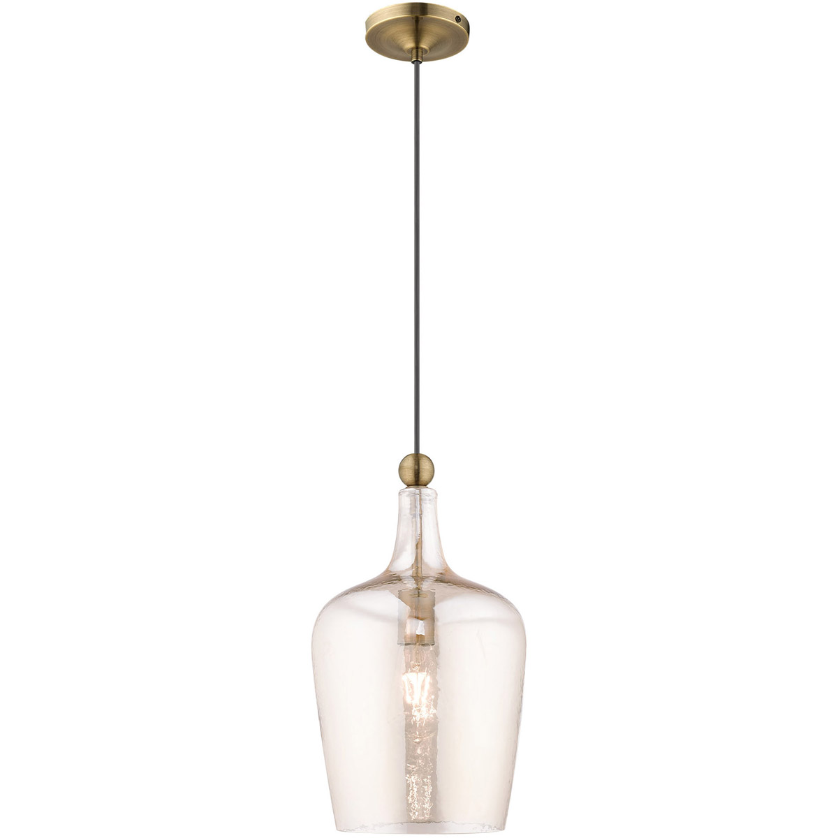 Livex Lighting 41226-01 Art Glass 1 Light 9 inch Antique Brass Mini Pendant Ceiling Light