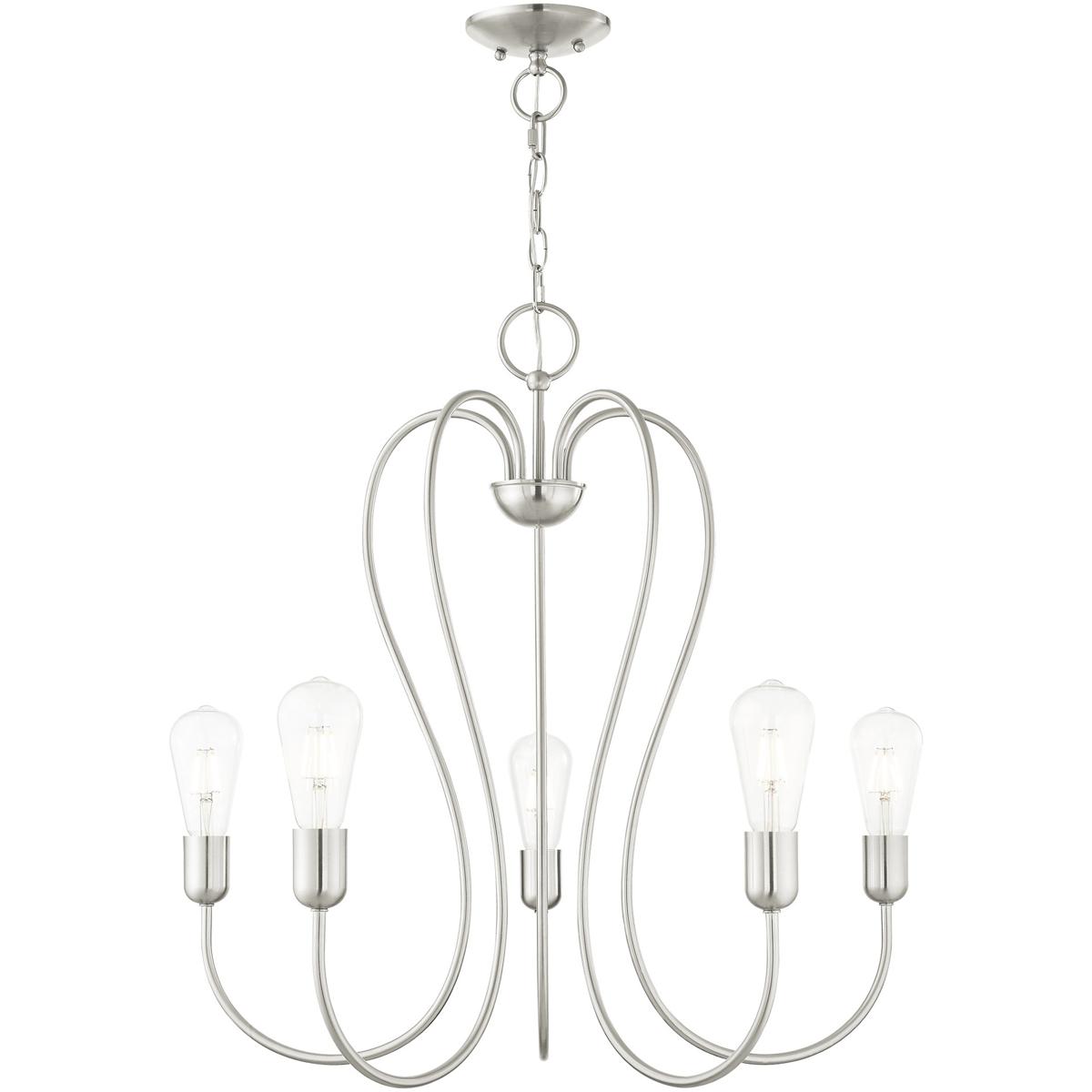 Livex Lighting 41365-91 Lucerne 5 Light 24 inch Brushed Nickel Chandelier Ceiling Light