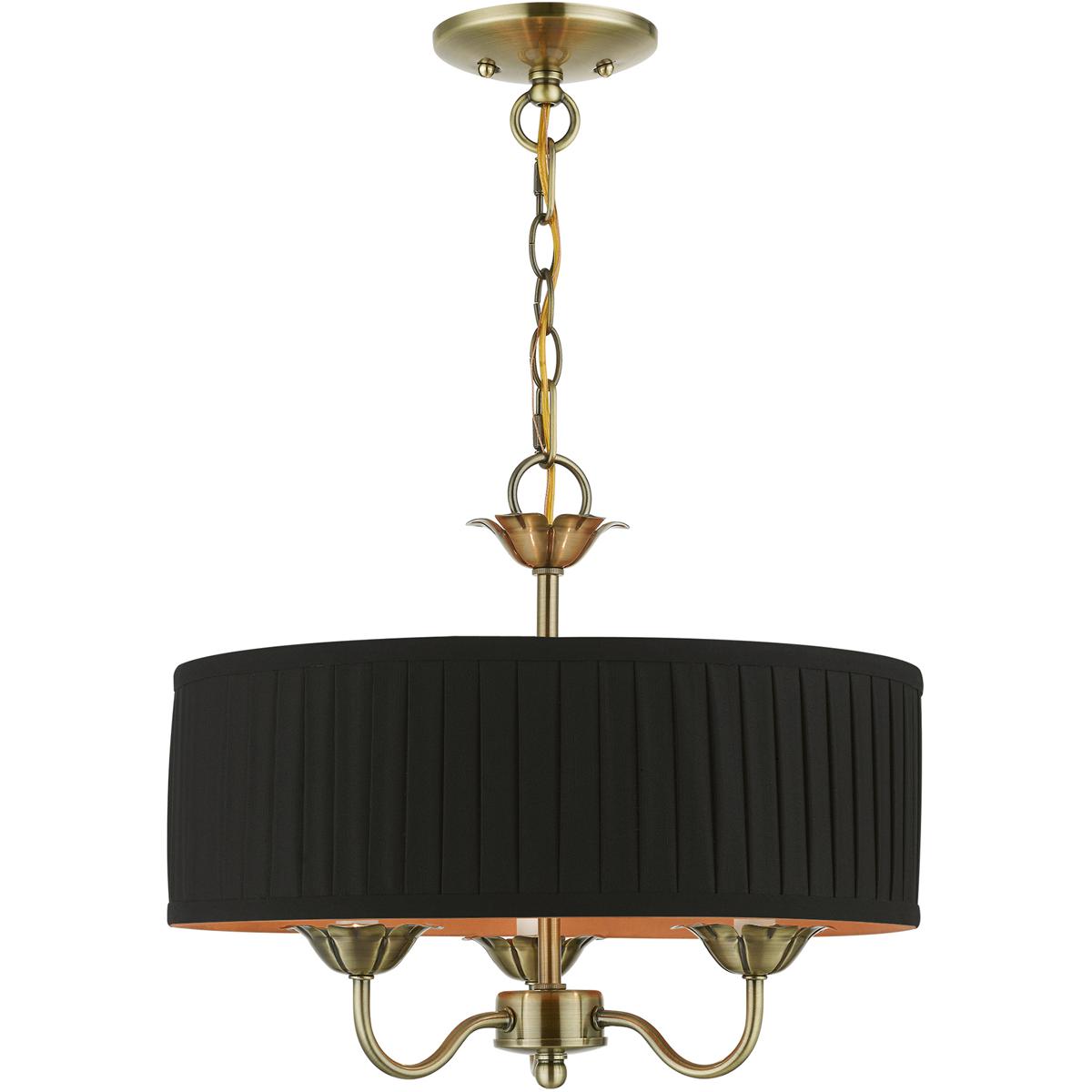 Livex Lighting 41863-01 Harrington 3 Light 16 inch Antique Brass Pendant Chandelier Ceiling Light