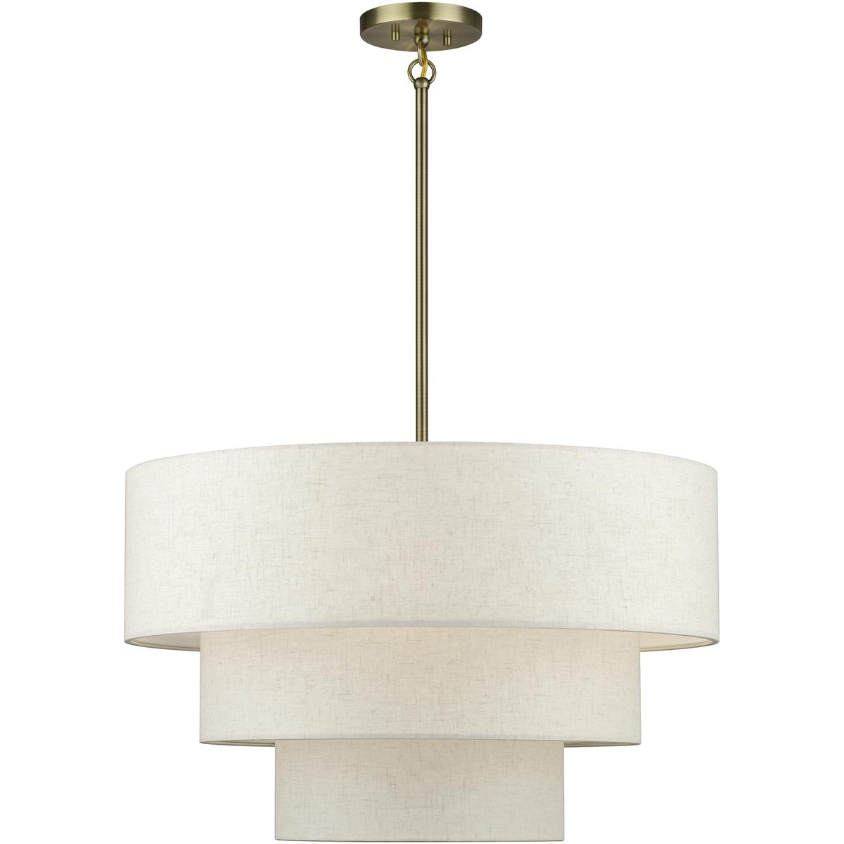 Livex Lighting 41936-01 Manorwood 5 Light 28 inch Antique Brass Pendant Chandelier Ceiling Light, Medium
