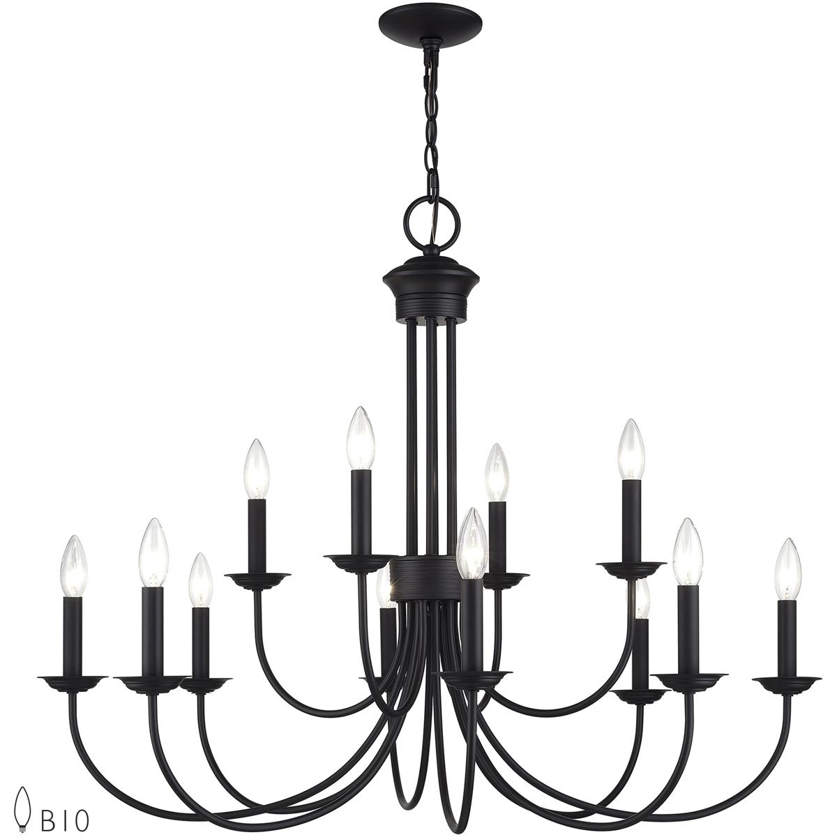 Livex Lighting 42680-04 Estate 12 Light 36 inch Black 2-Tier Chandelier Ceiling Light