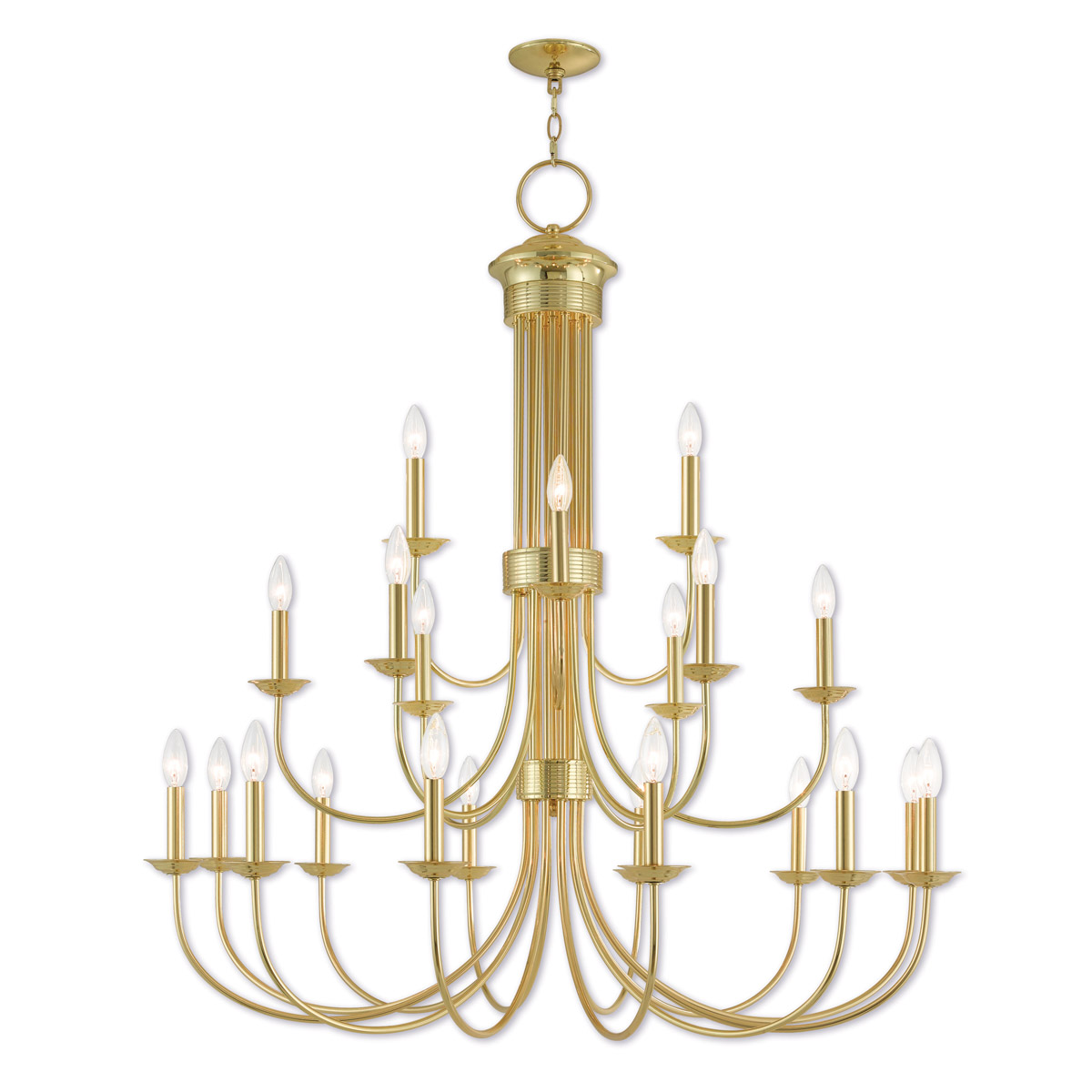 Livex Lighting 42688-02 Estate 21 Light 42 inch Polished Brass Grande Foyer Chandelier Ceiling Light