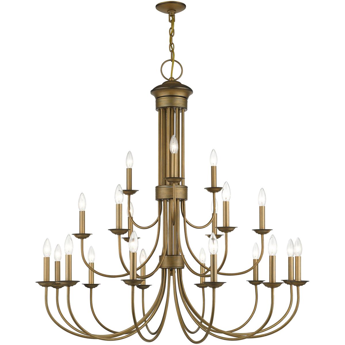 Livex Lighting 42688-48 Estate 21 Light 42 inch Antique Gold Leaf Chandelier Ceiling Light, Extra Large