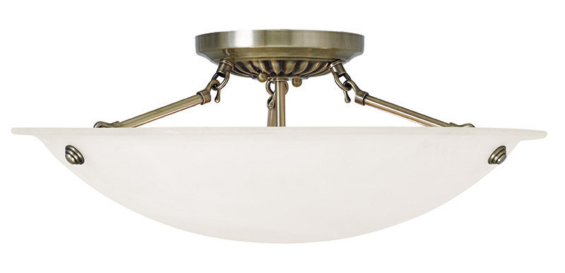 Livex Lighting 4274-01 Oasis 3 Light 20 inch Antique Brass Semi-Flush Mount Ceiling Light