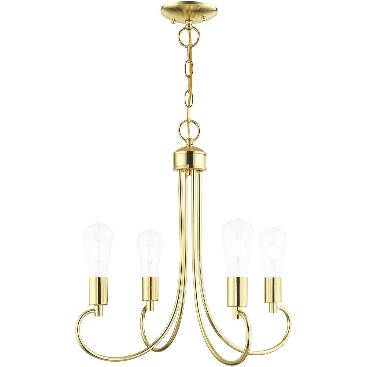 Livex Lighting 42924-02 Bari 4 Light 20 inch Polished Brass Small Chandelier Ceiling Light