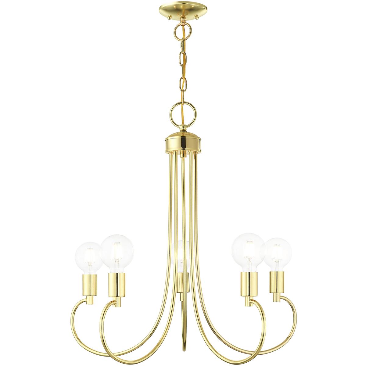 Livex Lighting 42925-02 Bari 5 Light 25 inch Polished Brass Chandelier Ceiling Light