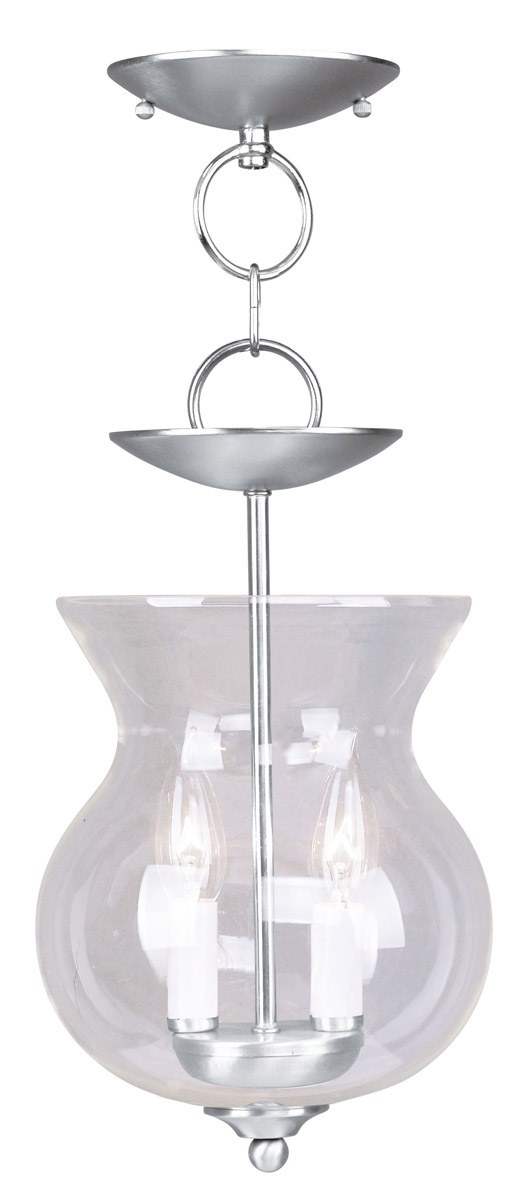 Livex Lighting 4393-91 Home Basics 2 Light 8 inch Brushed Nickel Convertible Mini Pendant/Ceiling Mount Ceiling Light