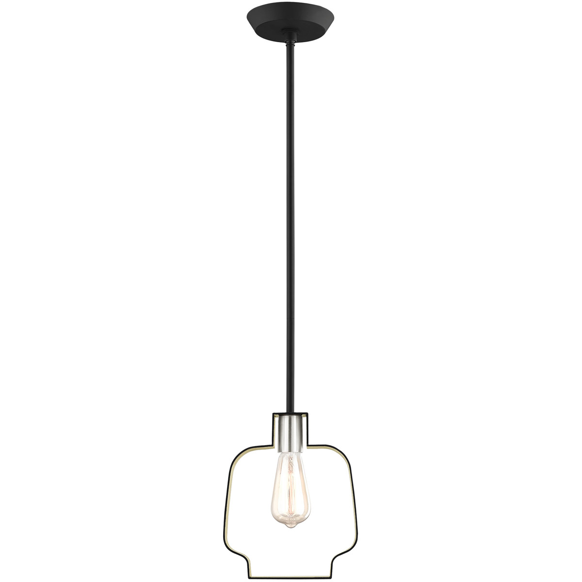 Livex Lighting 45511-04 Meadowbrook 1 Light 8.25 inch Black with Brushed Nickel Accents Single Pendant Ceiling Light