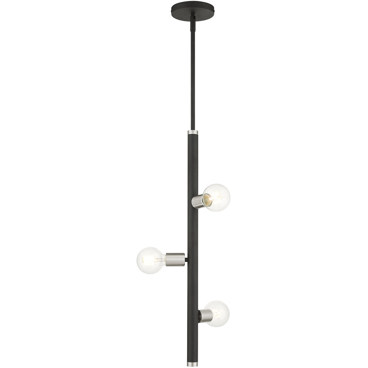 Livex Lighting 45863-04 Bannister 3 Light 6 inch Black Pendant Ceiling Light