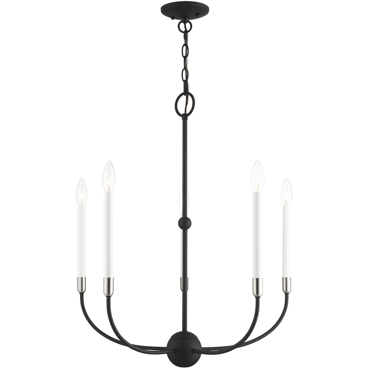Livex Lighting 46065-04 Clairmont 5 Light 24 inch Black with Brushed Nickel Accents Chandelier Ceiling Light