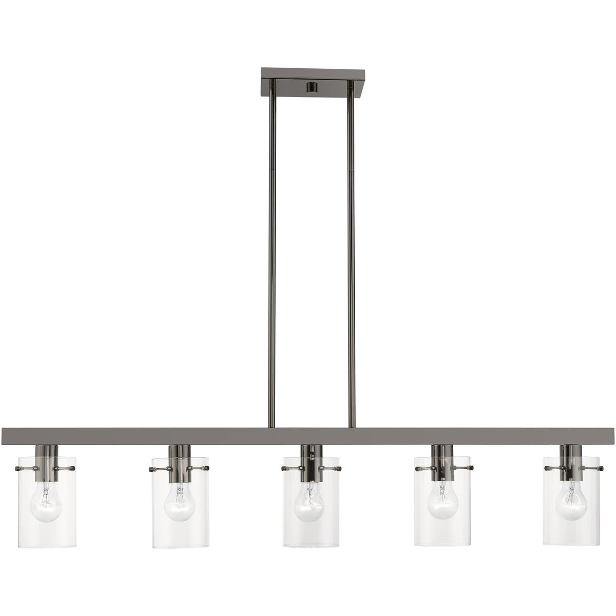 Livex Lighting 46155-46 Munich 5 Light 42 inch Black Chrome Linear Chandelier Ceiling Light