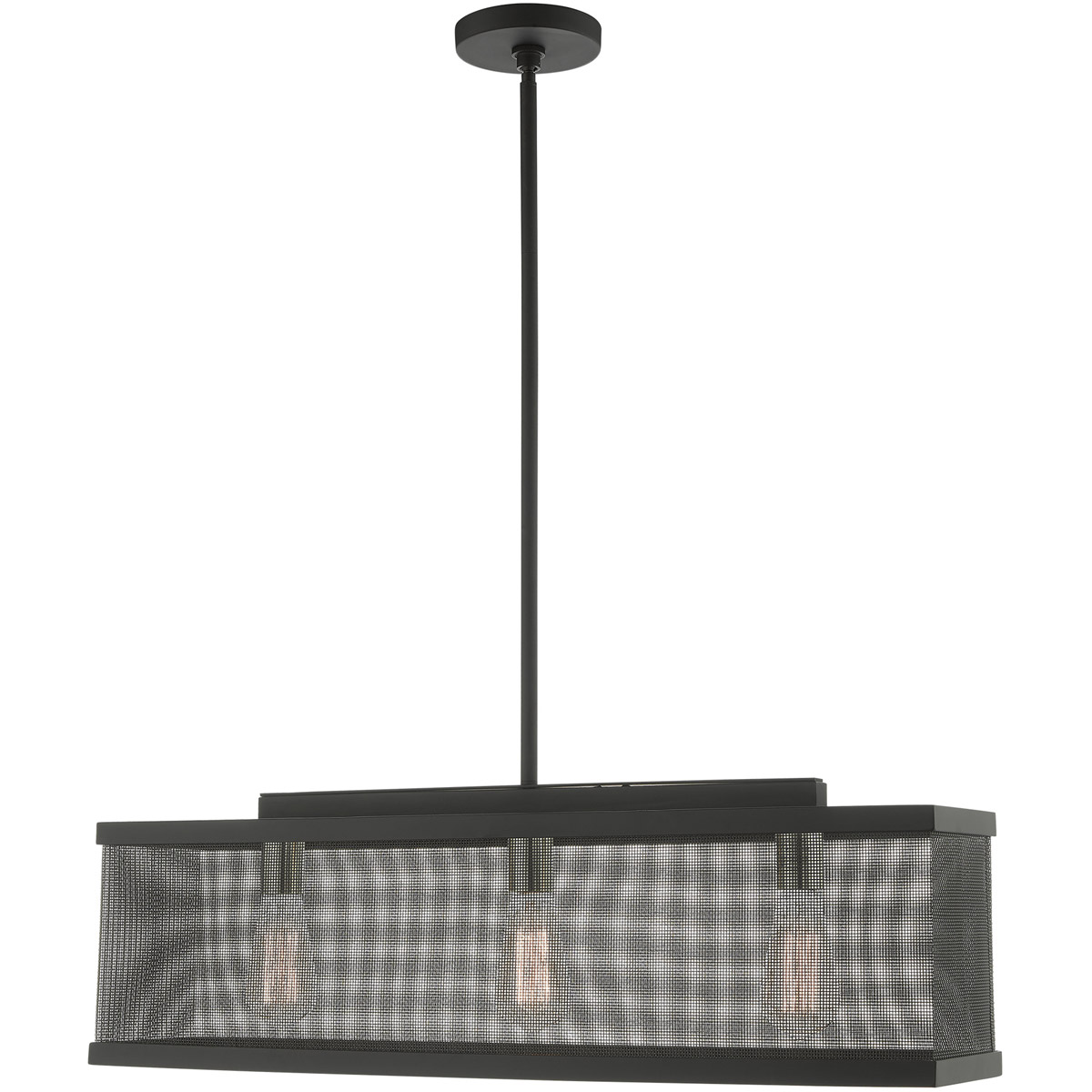 Livex Lighting 46213-04 Industro 3 Light 30 inch Black with Brushed Nickel Accents Linear Chandelier