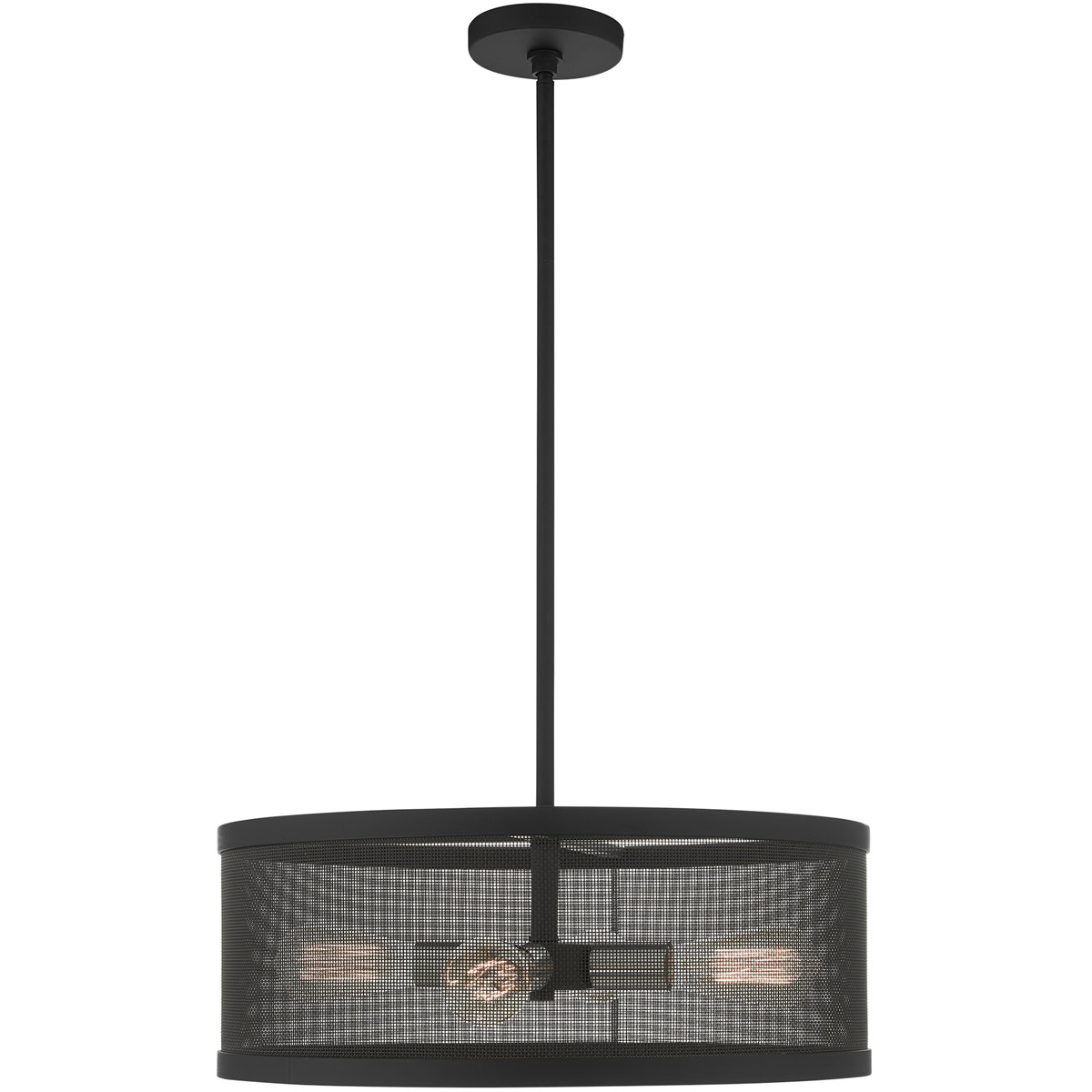 Livex Lighting 46214-04 Industro 4 Light 20 inch Black with Brushed Nickel Accents Pendant Chandelier Ceiling Light