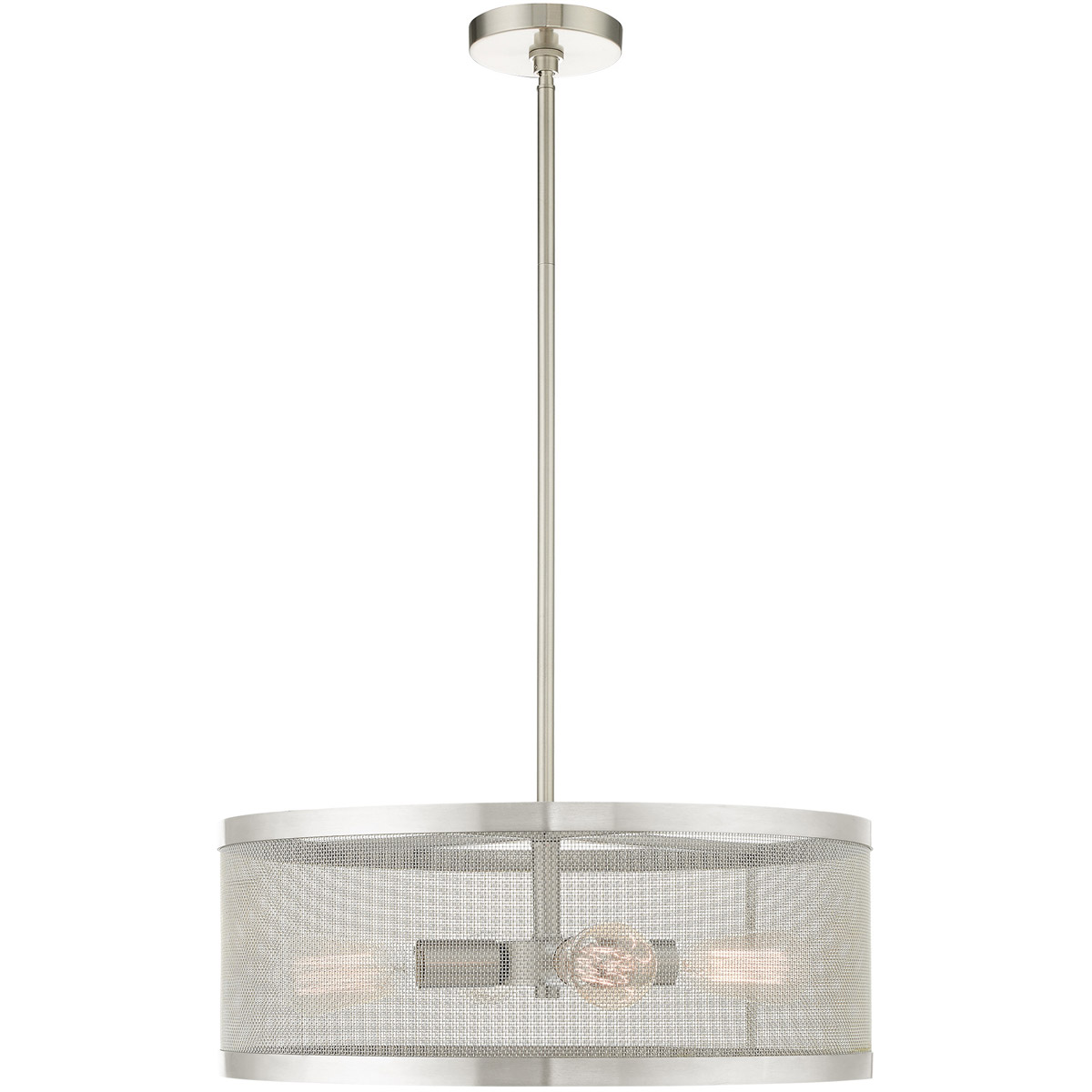 Livex Lighting 46214-91 Industro 4 Light 20 inch Brushed Nickel Chandelier Ceiling Light