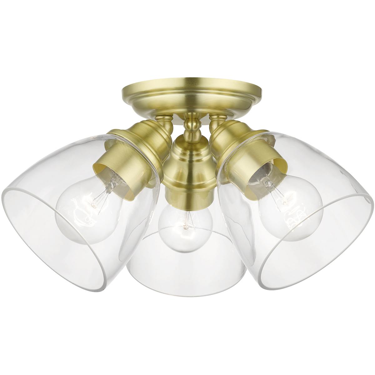 Livex Lighting 46339-12 Montgomery 3 Light 14.25 inch Satin Brass Semi-Flush Ceiling Light