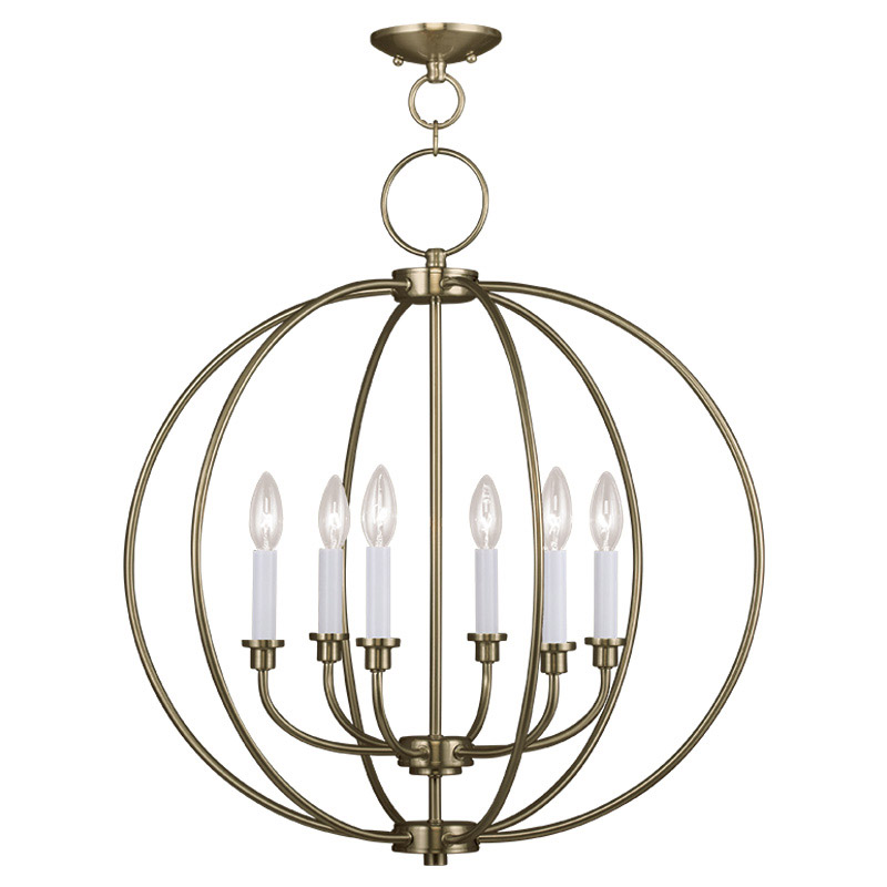 Livex Lighting 4666-01 Milania 6 Light 25 inch Antique Brass Chandelier Ceiling Light