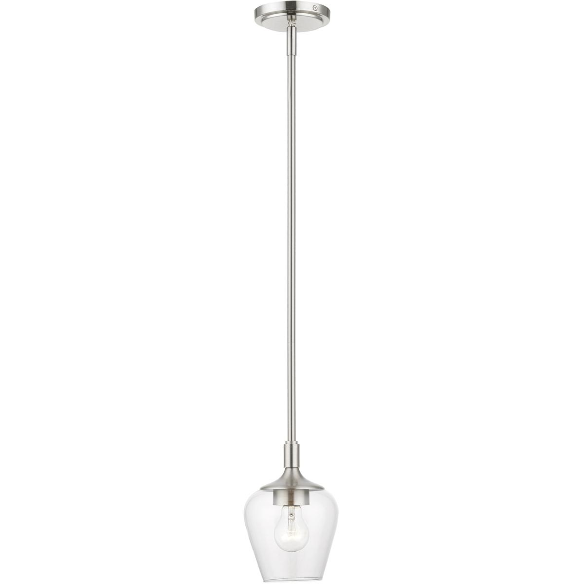 Livex Lighting 46721-91 Willow 1 Light 5.75 inch Brushed Nickel Single Pendant Ceiling Light, Single