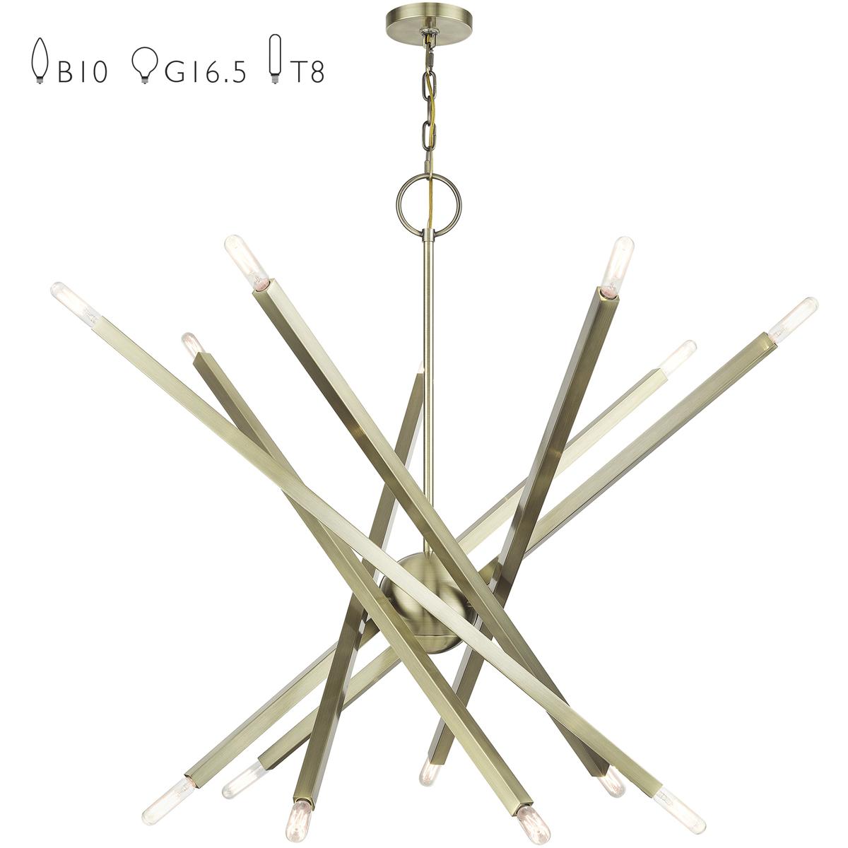 Livex Lighting 46847-01 Monaco 14 Light 40 inch Antique Brass Extra Large Foyer Chandelier Ceiling Light