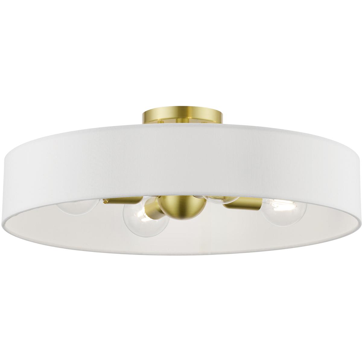 Livex Lighting 46928-12 Venlo 4 Light 22 inch Satin Brass with Shiny White Accents Semi-Flush Ceiling Light, Large