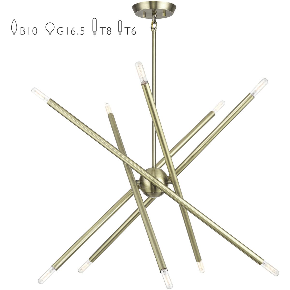 Livex Lighting 47006-01 Soho 10 Light 28 inch Antique Brass Chandelier Ceiling Light