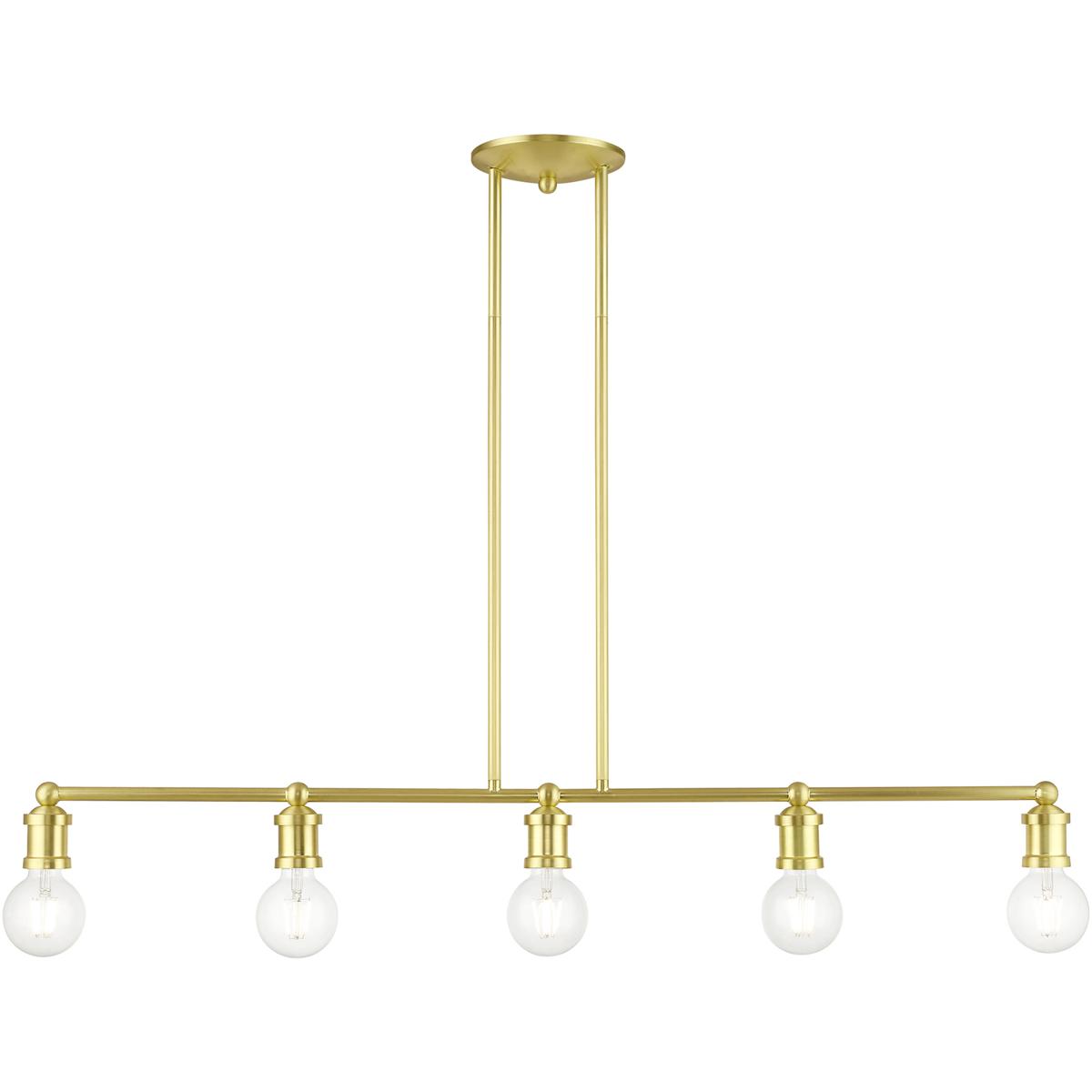 Livex Lighting 47165-12 Lansdale 5 Light 40 inch Satin Brass Linear Chandelier Ceiling Light, Large