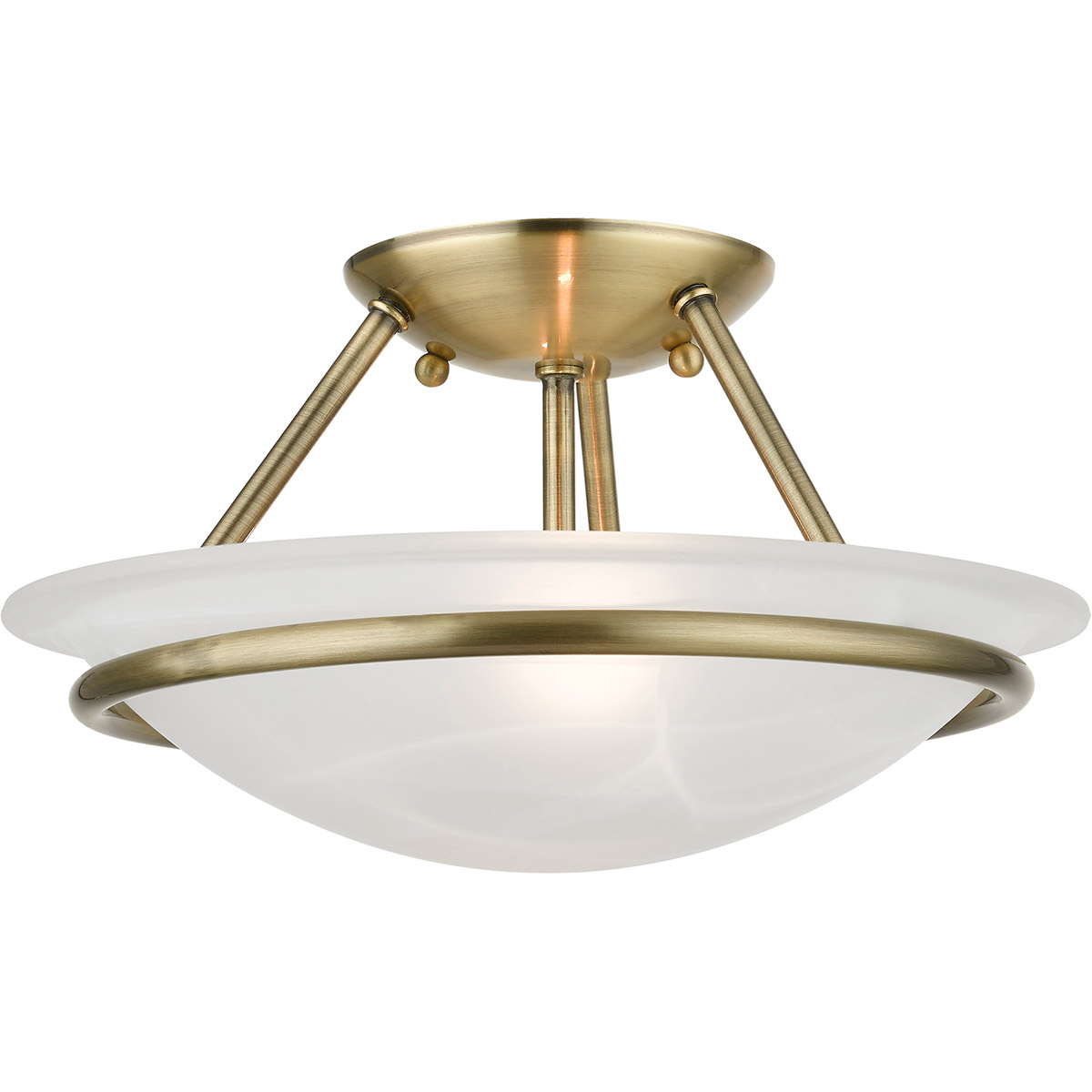 Livex Lighting 4823-01 Newburgh 2 Light 12 inch Antique Brass Semi-Flush Ceiling Light