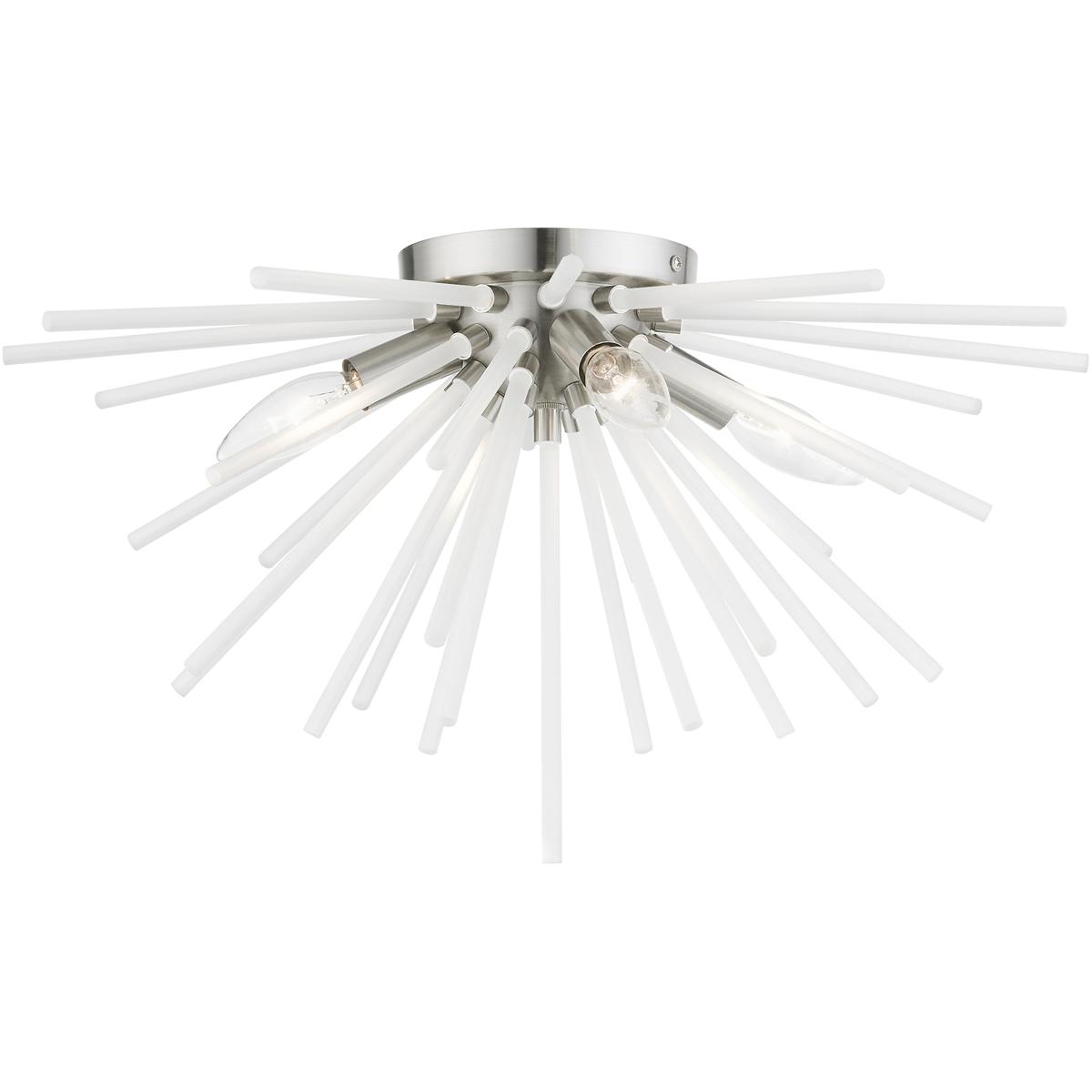 Livex Lighting 48820-91 Uptown 4 Light 20 inch Brushed Nickel Flush Mount Ceiling Light