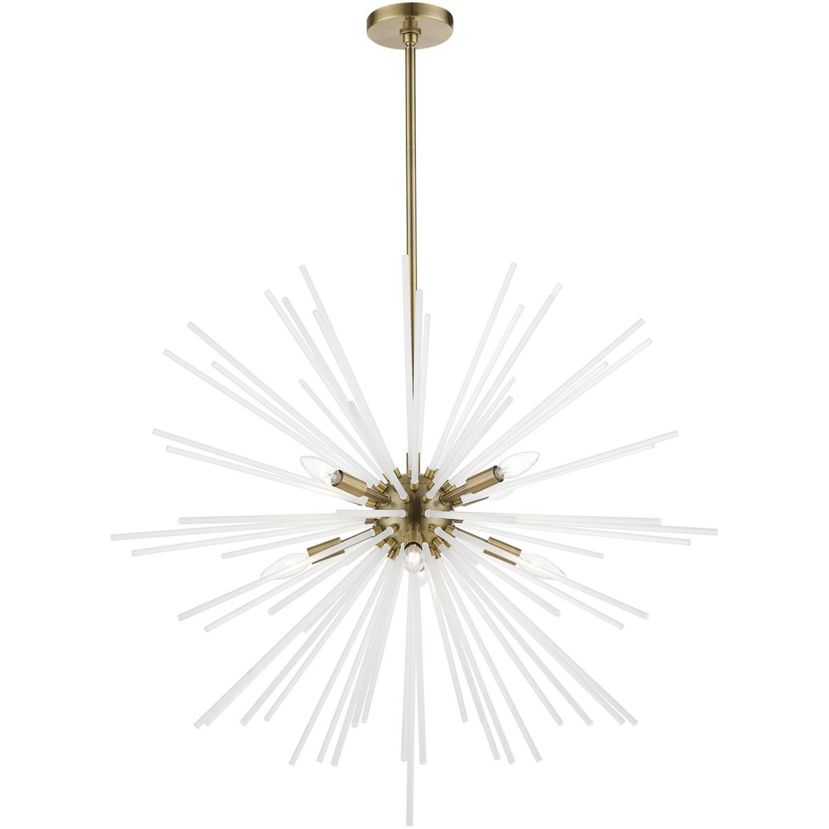 Livex Lighting 48828-01 Uptown 8 Light 34 inch Antique Brass Large Foyer Chandelier Ceiling Light, Large