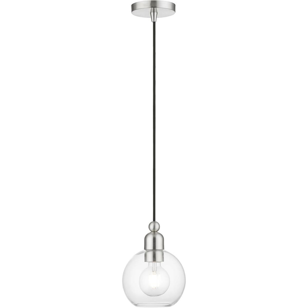Livex Lighting 48971-91 Downtown 1 Light 6.5 inch Brushed Nickel Mini Pendant Ceiling Light, Sphere