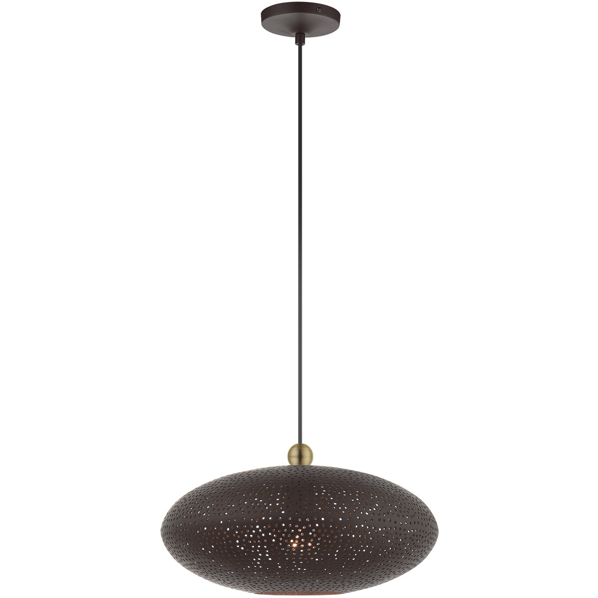 Livex Lighting 49102-07 Dublin 1 Light 15.88 inch Bronze with Antique Brass Accents Pendant Ceiling Light