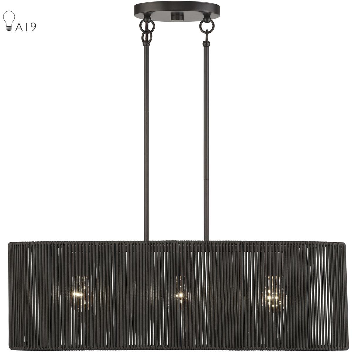 Livex Lighting 49127-92 Acordia 3 Light 30 inch English Bronze Linear Chandelier Ceiling Light, Medium