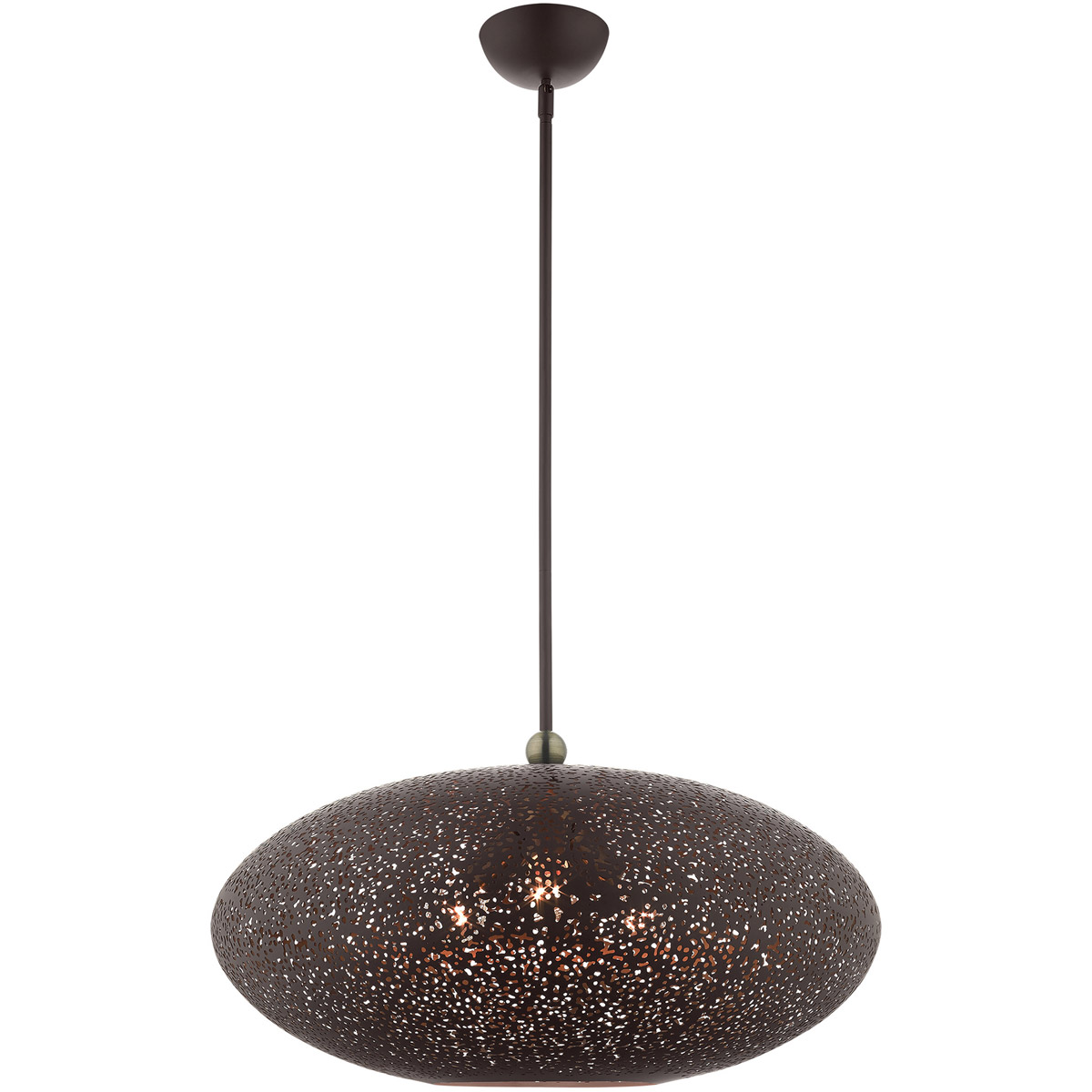 Livex Lighting 49186-07 Charlton 3 Light 24 inch Bronze with Antique Brass Accents Pendant Ceiling Light