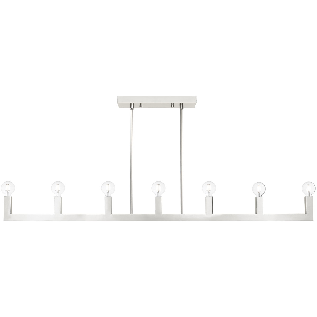 Livex Lighting 49209-91 Solna 7 Light 70 inch Brushed Nickel Linear Chandelier Ceiling Light