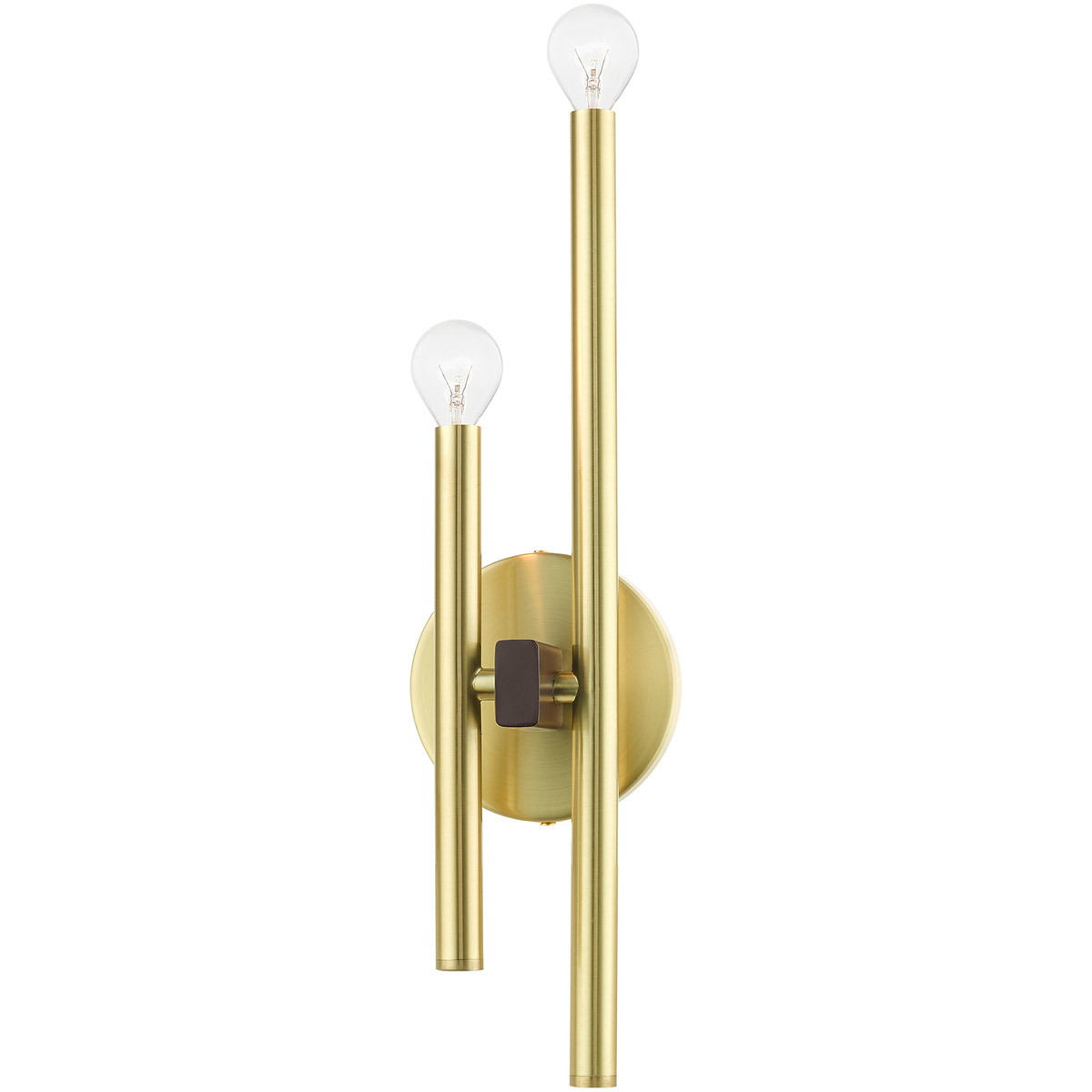 Livex Lighting 49342-12 Denmark 2 Light 5 inch Satin Brass ADA ADA Double Sconce Wall Light