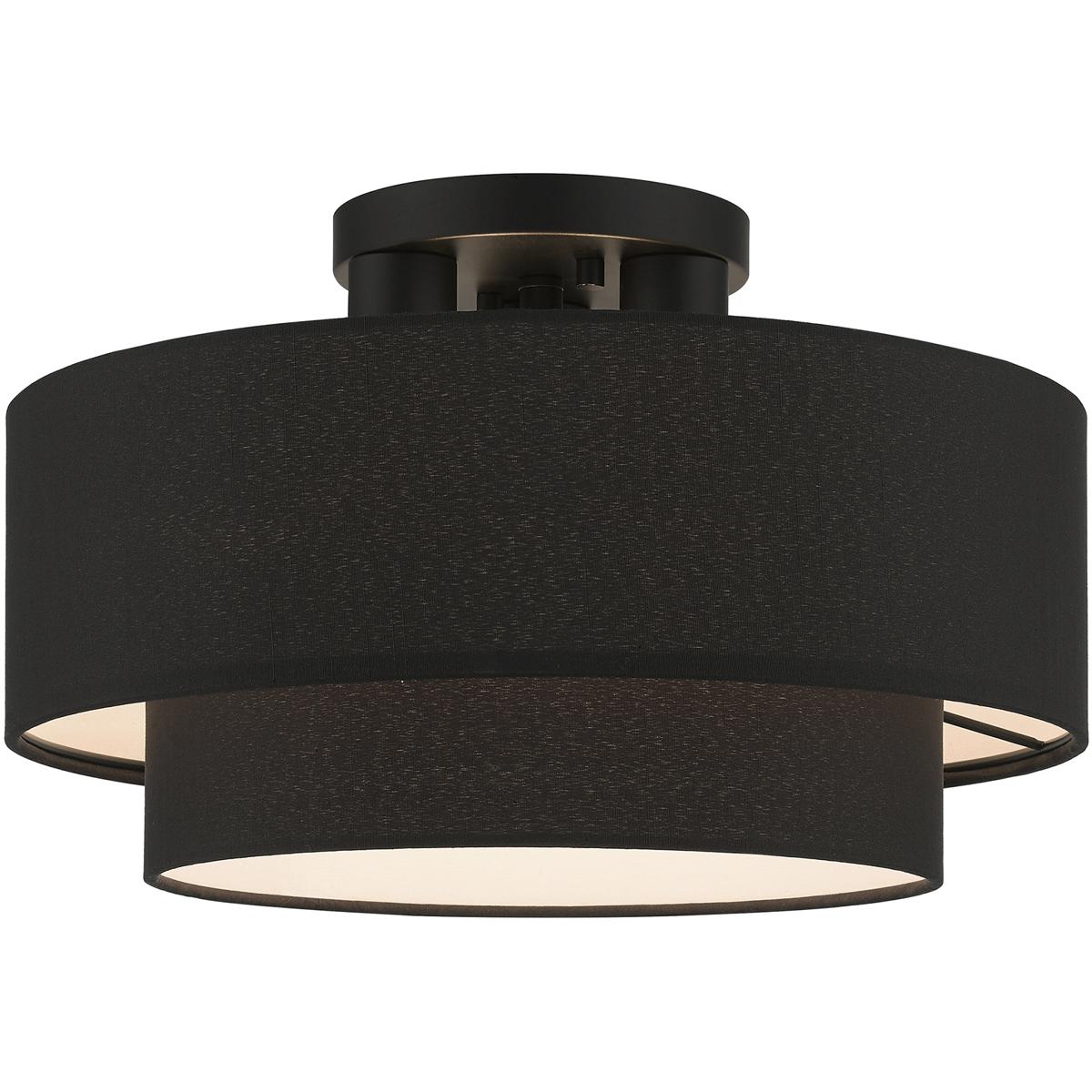 Livex Lighting 50272-04 Bainbridge 3 Light 15 inch Black Semi Flush Mount Ceiling Light, Large