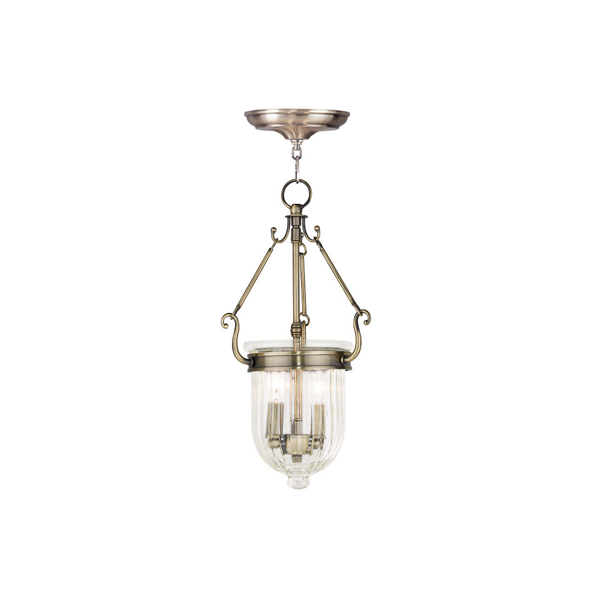 Livex 5051301 Coventry 2 Light 9 inch Antique Brass Pendant Ceiling