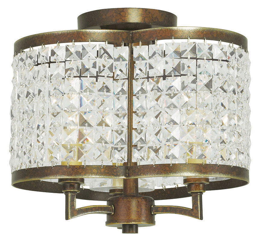 Livex Lighting 50573-64 Grammercy 3 Light 12 inch Hand Applied Palacial Bronze Semi-Flush Ceiling Li