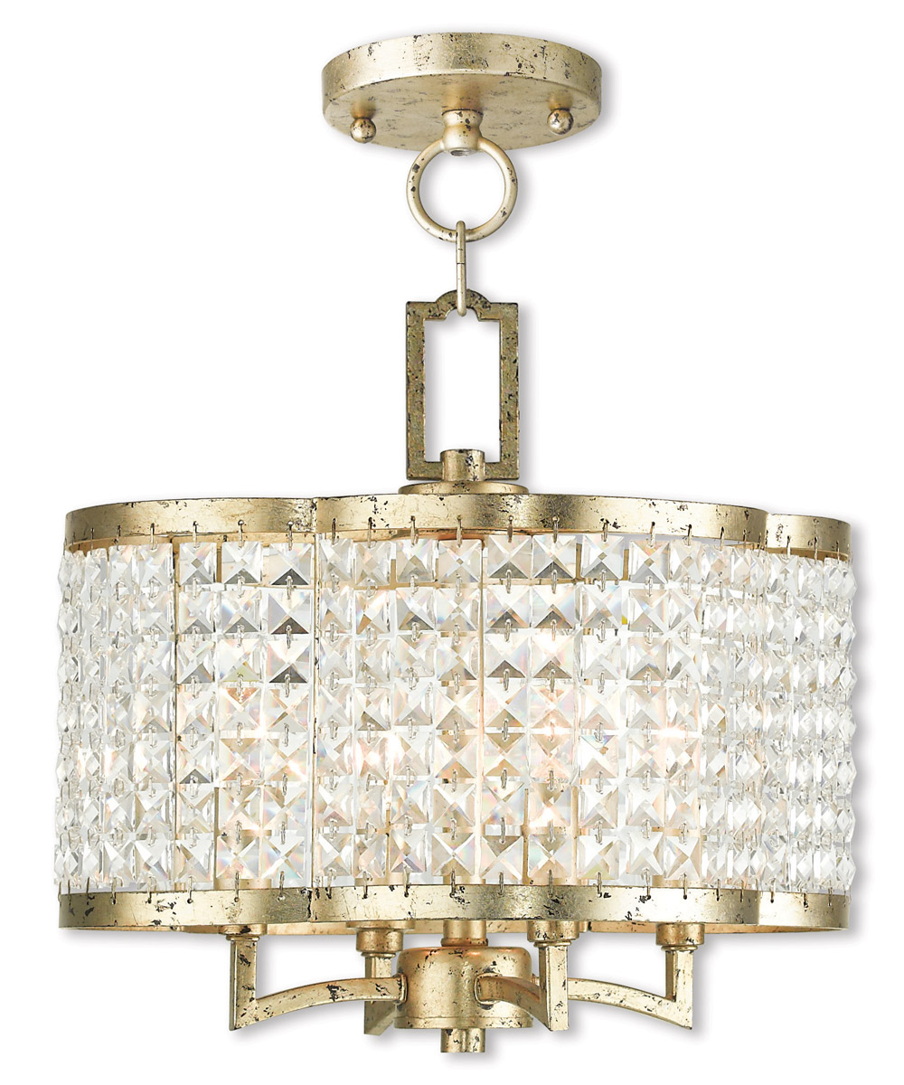 Livex Lighting 50574-28 Grammercy 4 Light 14 inch Hand Applied Winter Gold Convertible Mini Chandelier/Semi-Flush Ceiling Light