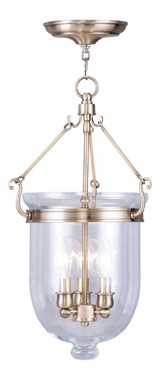 Livex Lighting 5063-01 Jefferson 3 Light 10 inch Antique Brass Chain Lantern