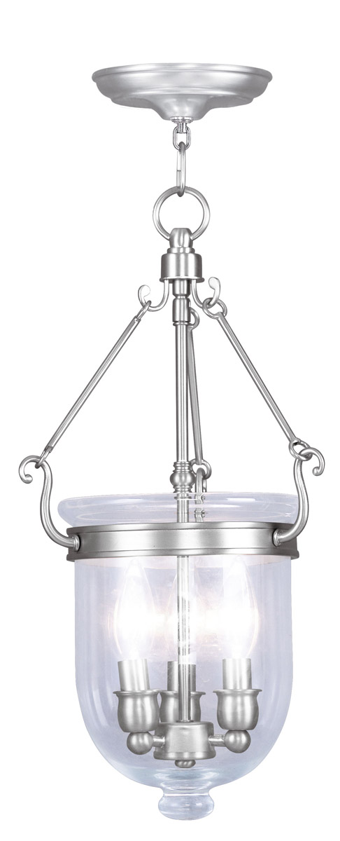 Livex Lighting 5063-91 Jefferson 3 Light 10 inch Brushed Nickel Chain Lantern